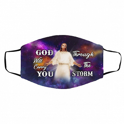 god mask, White, Cloth Face Cover – Medium/Large