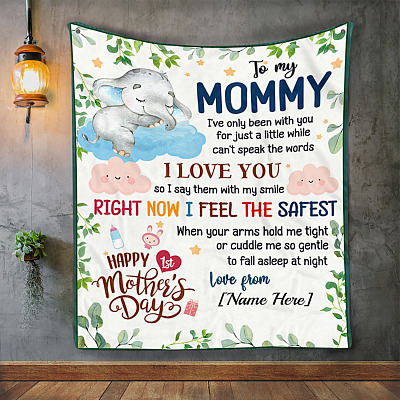 Alternative view of Elephant to My Mommy I've Only Been with You for Just a Little While Fleece - Mink Sherpa - Woven Blanket