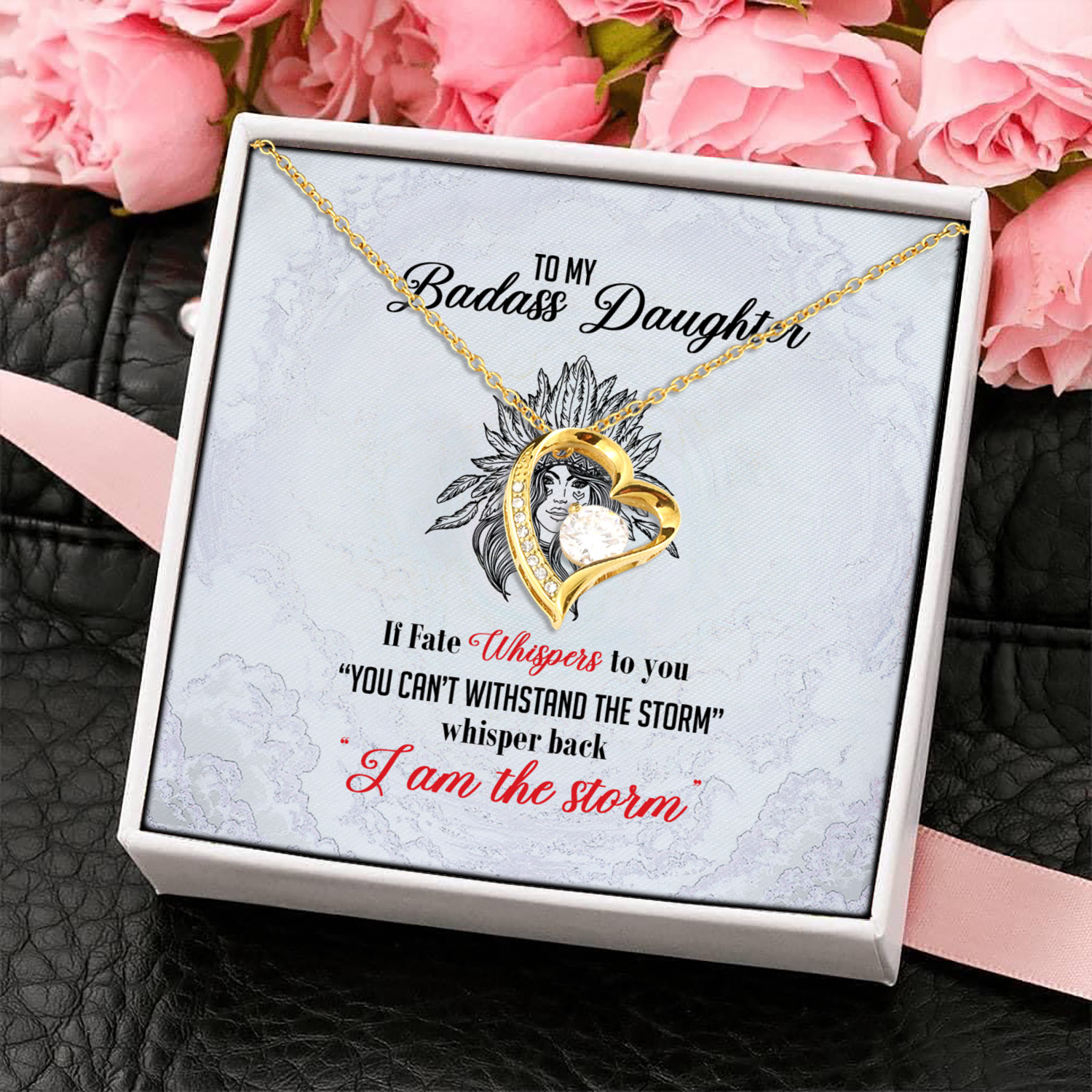 3UT. To My Badass Daughter Forever Love Necklace (Gold) 4