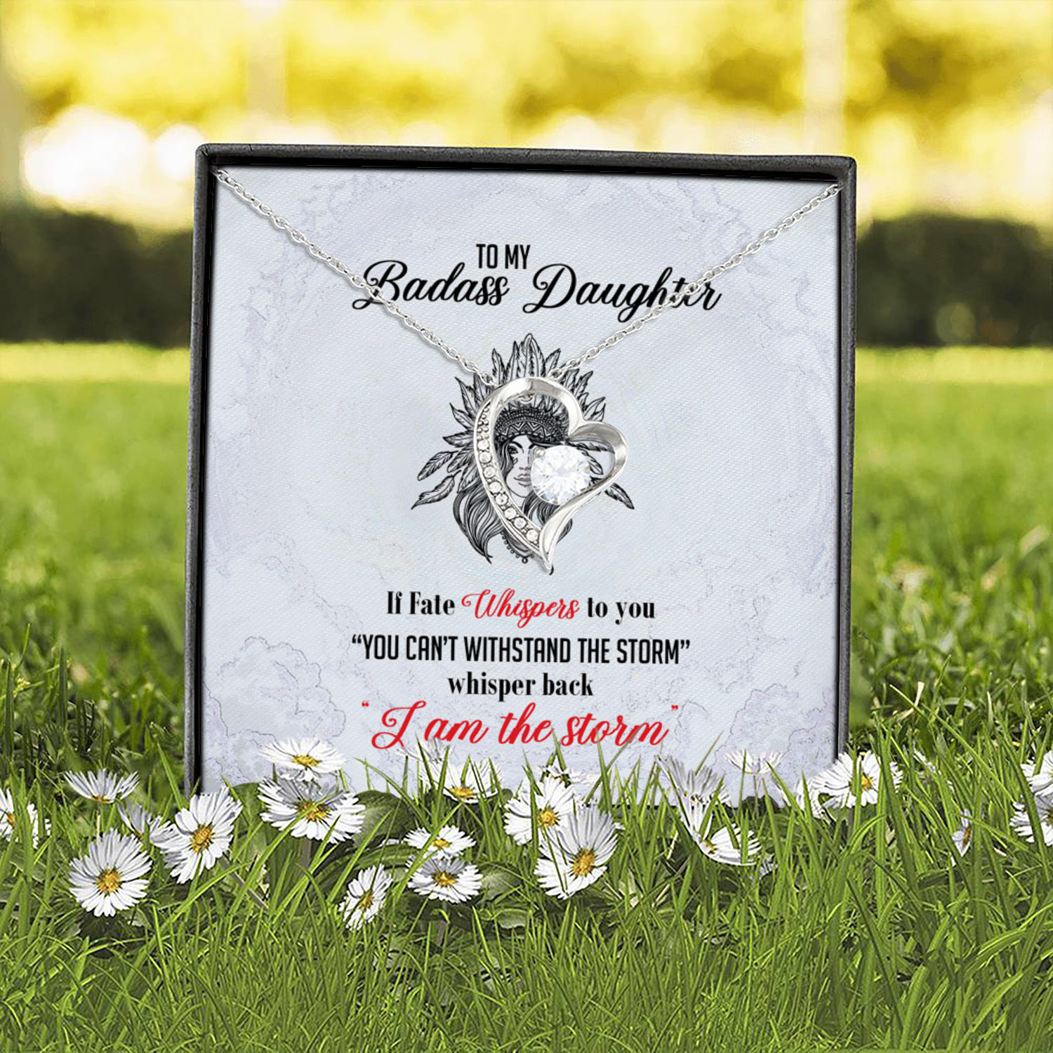 3UT. To My Badass Daughter Forever Love Necklace (Silver) 2