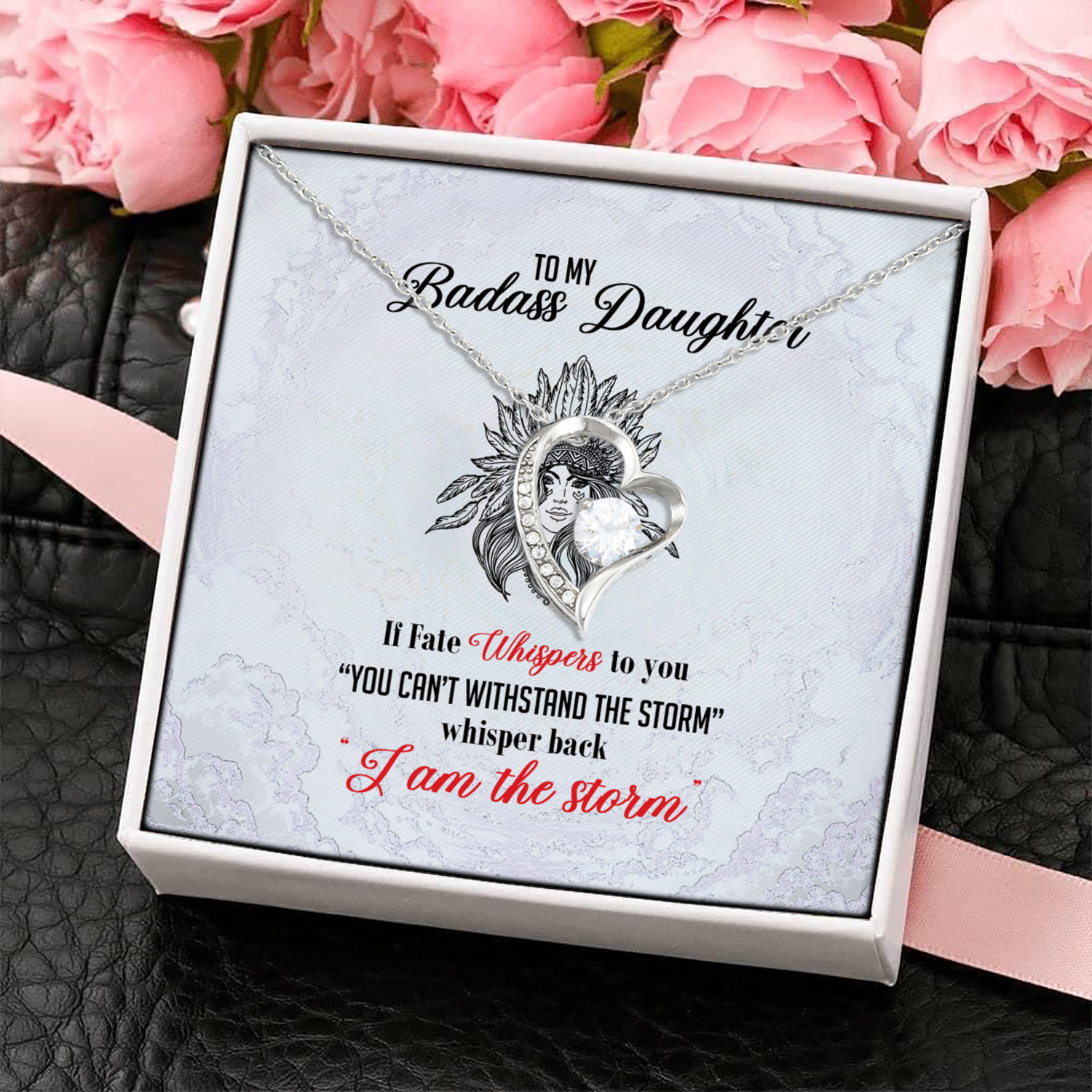 3UT. To My Badass Daughter Forever Love Necklace (Silver) 4
