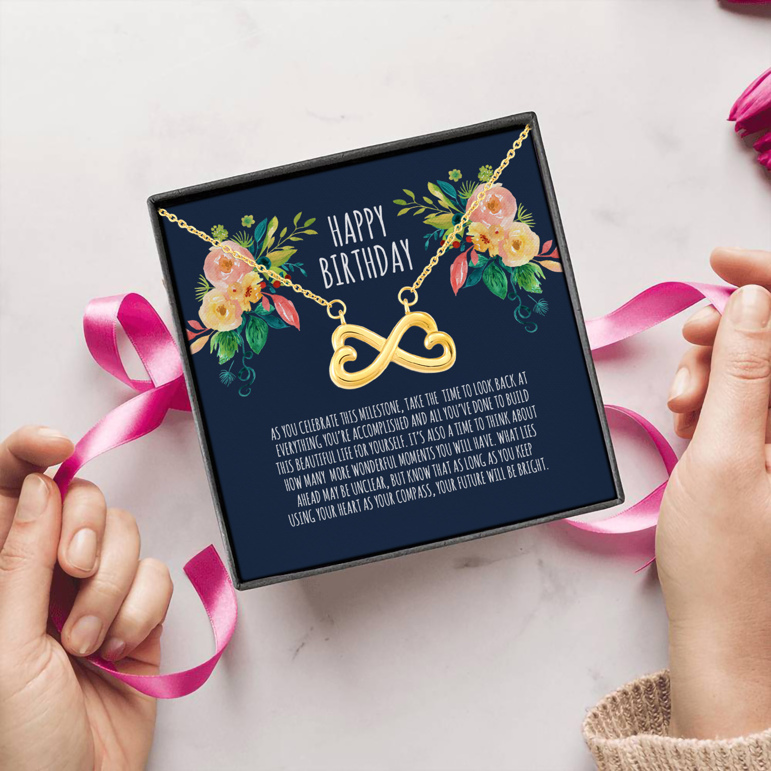 5HP. Birthday Infinity Heart Necklace (Gold) 5