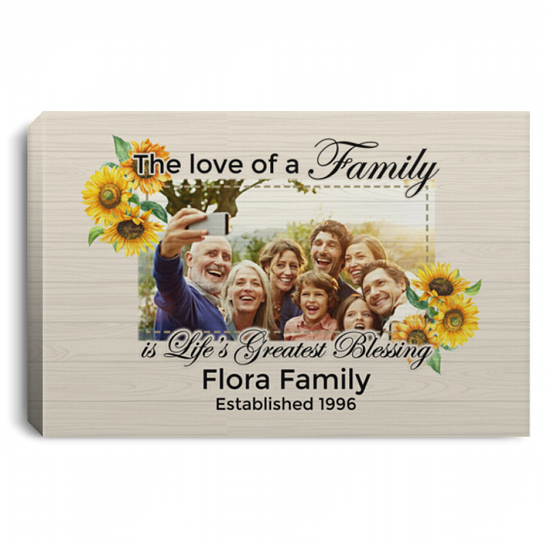 Custom Photo The Love Of A Family Wrapped Framed Canvas Prints - Unframed Poster - Home Decor Wall Art, White, 0.75'' Framed Canvas