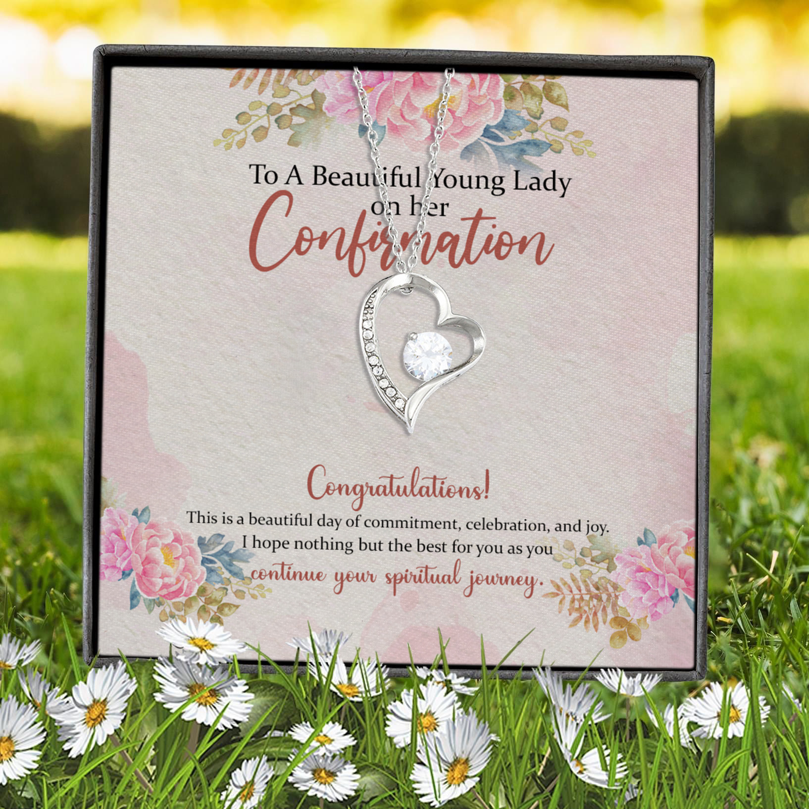 10VT. To A Beautiful Lady On Her Confirmation Forever Love Necklace (Silver) 7