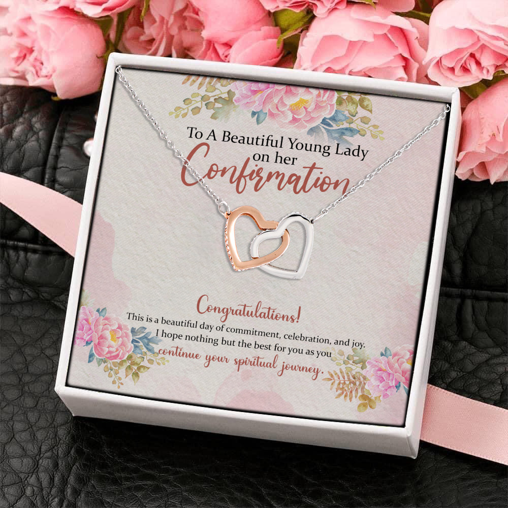 10VT. To A Beautiful Lady On Her Confirmation Interlocking Hearts Necklace 4