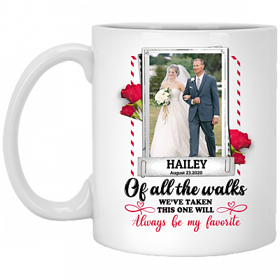 Personalized Photo Father Of The Bride Ceramic Coffee Mug - Beer Stein - Water Bottle - Color Changing Mug, White, 11 oz. White Mug