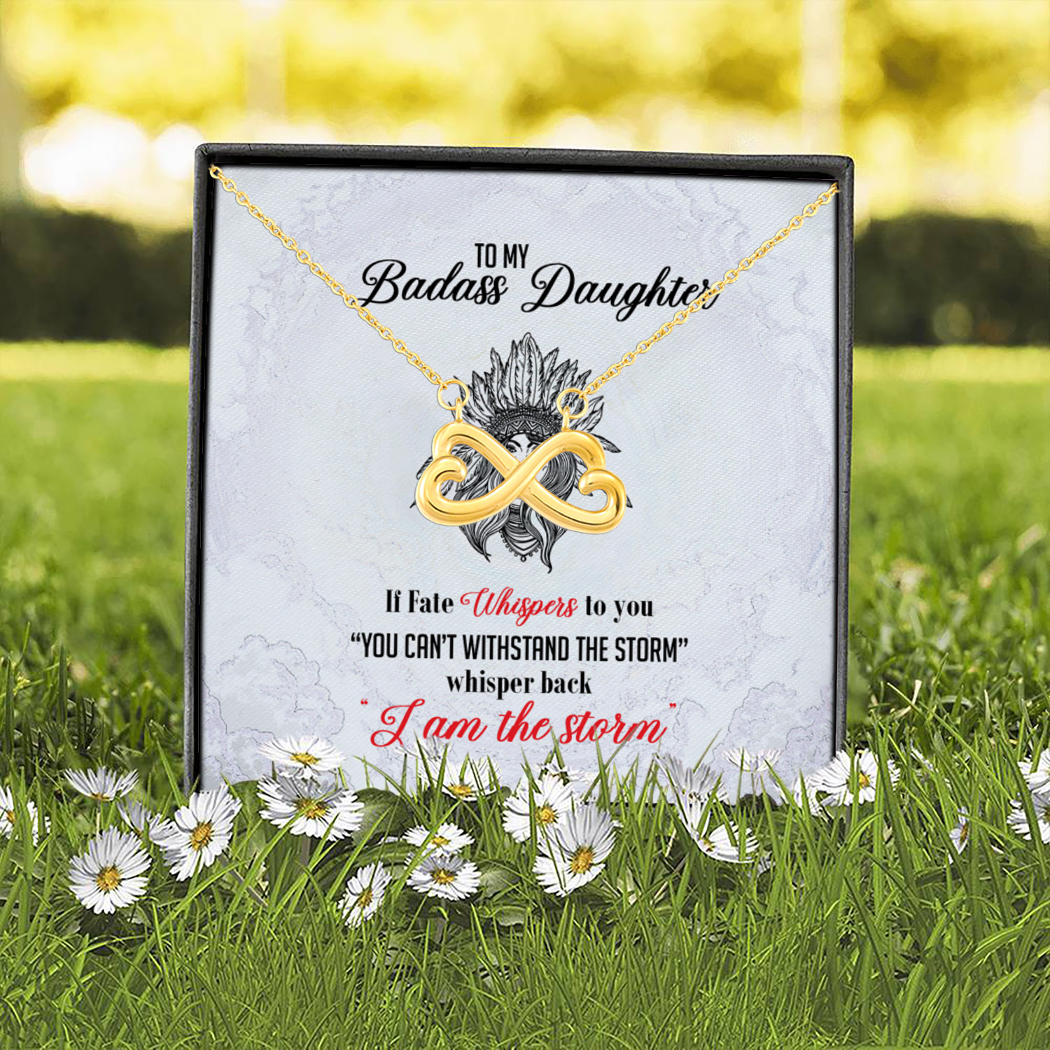 3UT. To My Badass Daughter Infinity Heart Necklace (Gold) 2