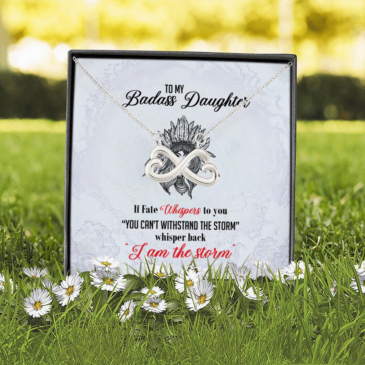 3UT. To My Badass Daughter Infinity Heart Necklace (Silver) 2