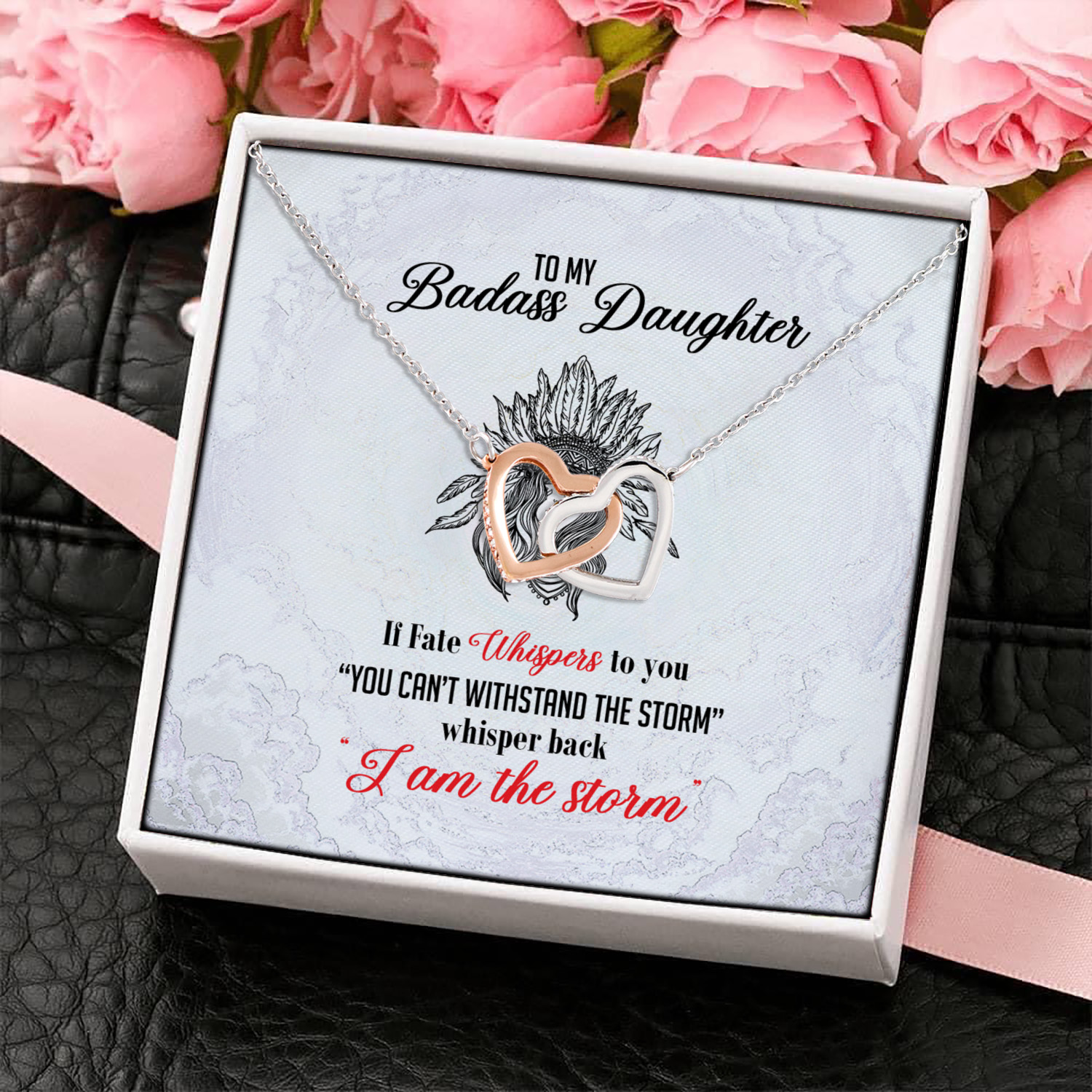 3UT. To My Badass Daughter Interlocking Hearts Necklace 4
