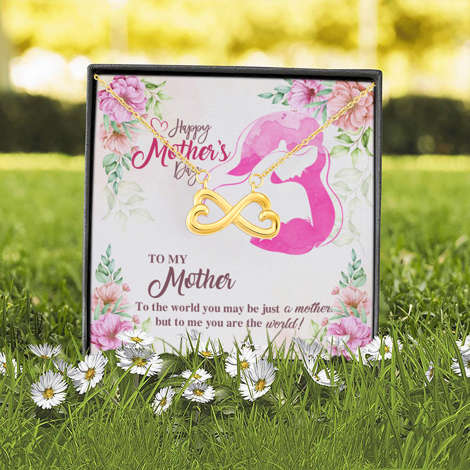 3O. To My Mother Infinity Heart Necklace (Gold) 2