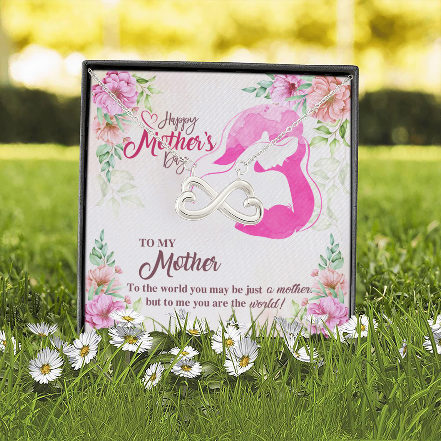 3O. To My Mother Infinity Heart Necklace (Silver) 2