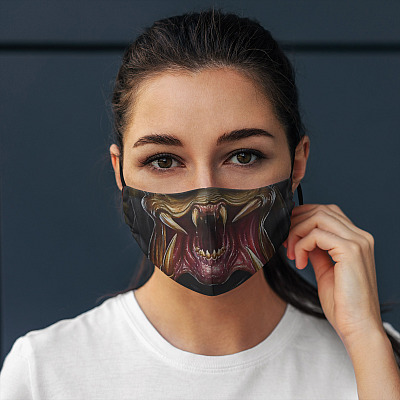 Alternative view of Yautja Predator Face Mask Reusable Washable Custom Printed Cloth