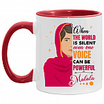 Malala Yousafzai Mug, White/Red, 11 oz. Accent Mug Malala Yousafzai Mug, White/Red, 11 oz. Accent Mug