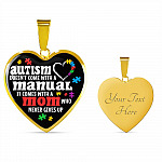 Autism Doesn't Come With A Manual Mom Heart Pendant Necklace - Heart Luxury Necklace (Gold Plated)