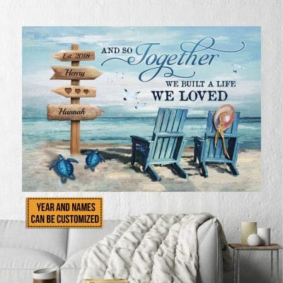 Alternative view of Personalized And So Together We Built A Life We Loved Beach Wrapped Framed Canvas Prints - Unframed Poster