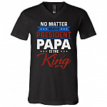 papa king vneck, Black, V-Neck T-Shirt