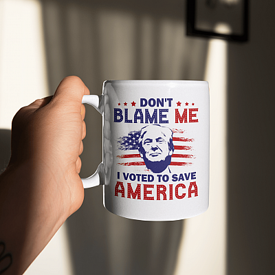 Alternative view of Vintage Trump Don't Blame Me I Voted To Save America American Flag Coffee Mug - Trump Supporter Travel Bottle