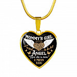 Mommy's Girl I Used To Be Her Angel Now She Is Mine I Miss You Heart Pendant Necklace - Heart Luxury Necklace (Gold Plated)