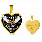 Mommy's Girl I Used To Be Her Angel Now She Is Mine I Miss You Heart Pendant Necklace - Heart Luxury Necklace (Gold Plated)