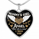 Mommy's Girl I Used To Be Her Angel Now She Is Mine I Miss You Heart Pendant Necklace - Heart Luxury Necklace (Silver)
