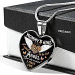 Mommy's Girl I Used To Be Her Angel Now She Is Mine I Miss You Heart Pendant Necklace - Heart Luxury Necklace (Silver)
