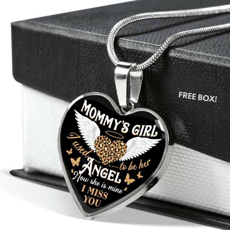 Mommy's Girl I Used To Be Her Angel Now She Is Mine I Miss You Heart Pendant Necklace - Heart Luxury Necklace (Silver)