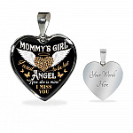 Mommy's Girl I Used To Be Her Angel Now She Is Mine I Miss You Heart Pendant Necklace - Heart Luxury Necklace (Silver)