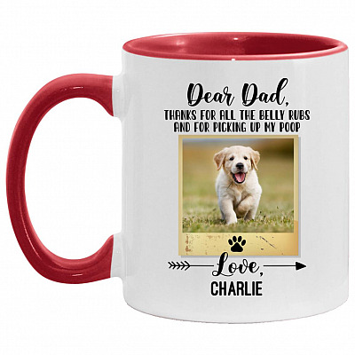 Personalized Photo Dear Dad, White/Red, 11 oz. Accent Mug