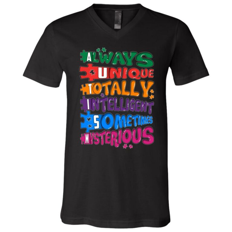 Autism tee, Black, V-Neck T-Shirt