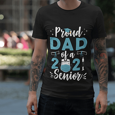 Alternative view of Proud Dad Of A 2021 Senior Quarantine Graduation T-shirt - V-neck - Class Of 2021 Shirt For Dad