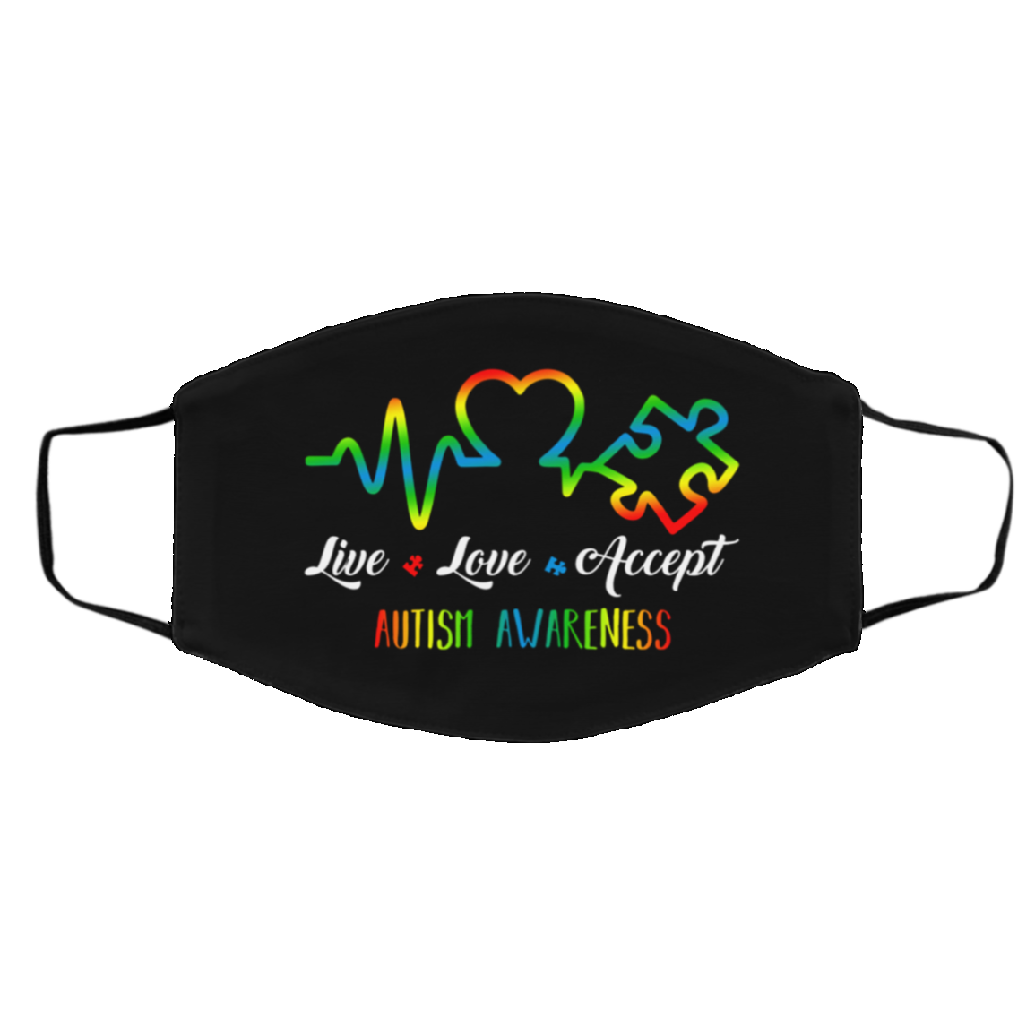 Heartbeat Puzzle Live Love Accept Autism Awareness Washable Reusable Custom Printed Cloth Face Mask Cover, White, Cloth Face Cover – Medium/Large Heartbeat Puzzle Live Love Accept Autism Awareness Washable Reusable Custom Printed Cloth Face Mask Cover, White, Cloth Face Cover – Medium/Large