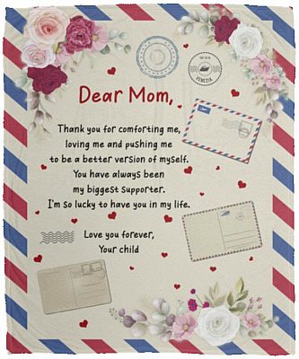 Dear Mom Thank You For Comforting Blanket, White, Cozy Plush Fleece Blanket - 50x60