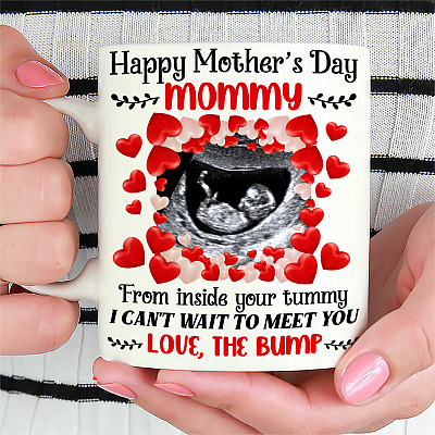 Alternative view of Personalized Photo Happy Mother's Day Mommy From Inside Your Tummy From The Bump Ceramic Coffee Mug-Beer Stein