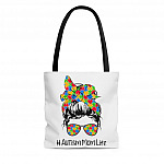 Autism Mom Life Autism Awareness All Over Print Tote Bag - Shoulder Bag - Reusable Grocery Shopping Bag