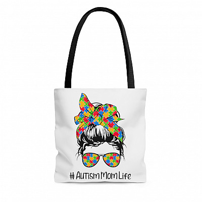 Autism Mom Life Autism Awareness All Over Print Tote Bag - Shoulder Bag - Reusable Grocery Shopping Bag