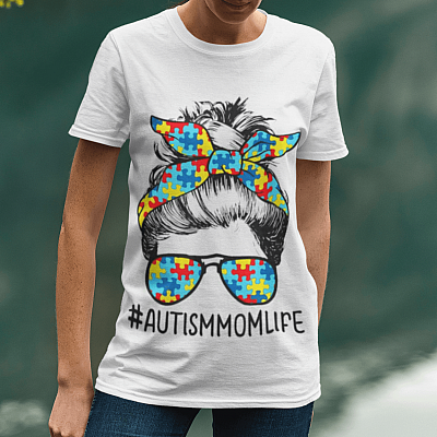 Alternative view of Autism Mom Life I Love Someone with Autism Autism Awareness T-Shirt - V-Neck Tee