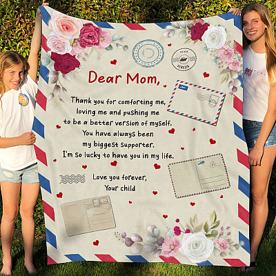 Alternative view of Dear Mom Thank You For Comforting Me Loving Me And Pushing Me Fleece Blanket - Sherpa Blanket - Woven Blanket