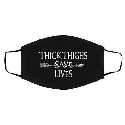 Thick Thighs Save, Black, Cloth Face Cover – Medium/Large