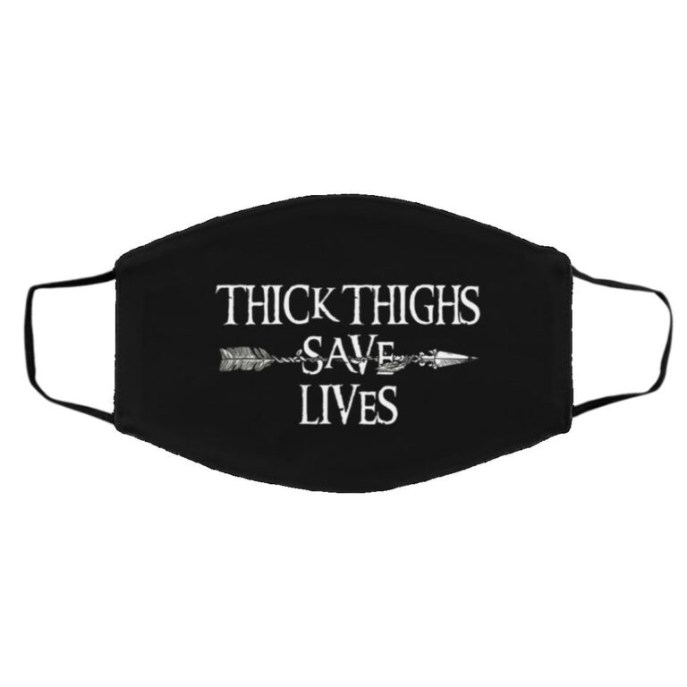 Thick Thighs Save, Black, Cloth Face Cover – Medium/Large