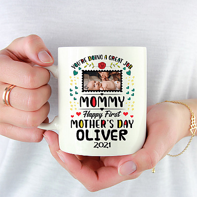Alternative view of Personalized Custom Photo Elephant You Are Doing A Great Job Mommy Happy First Mother's Day 2021 Coffee Mug