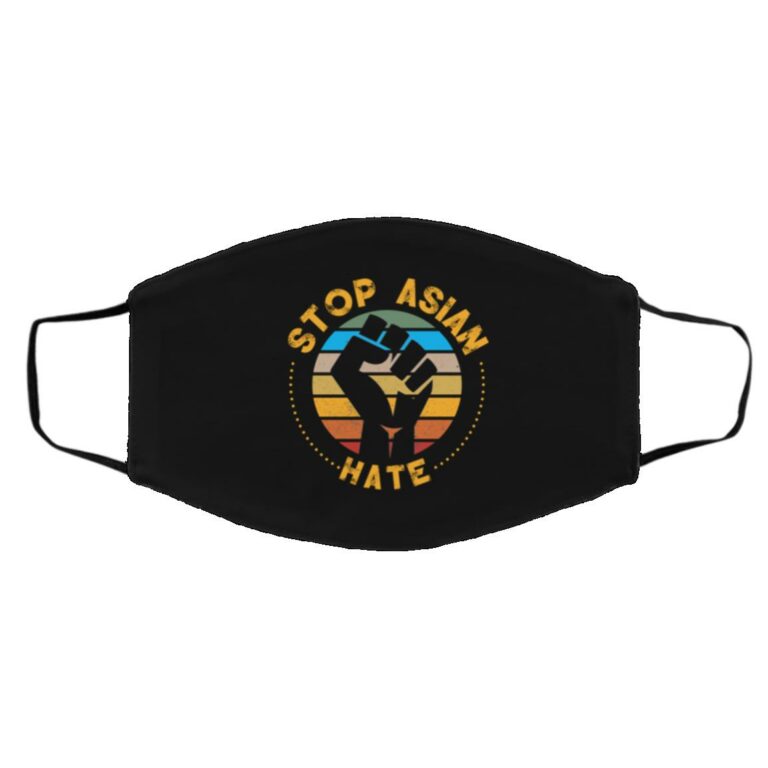stop asian hate, Black, Cloth Face Cover – Medium/Large