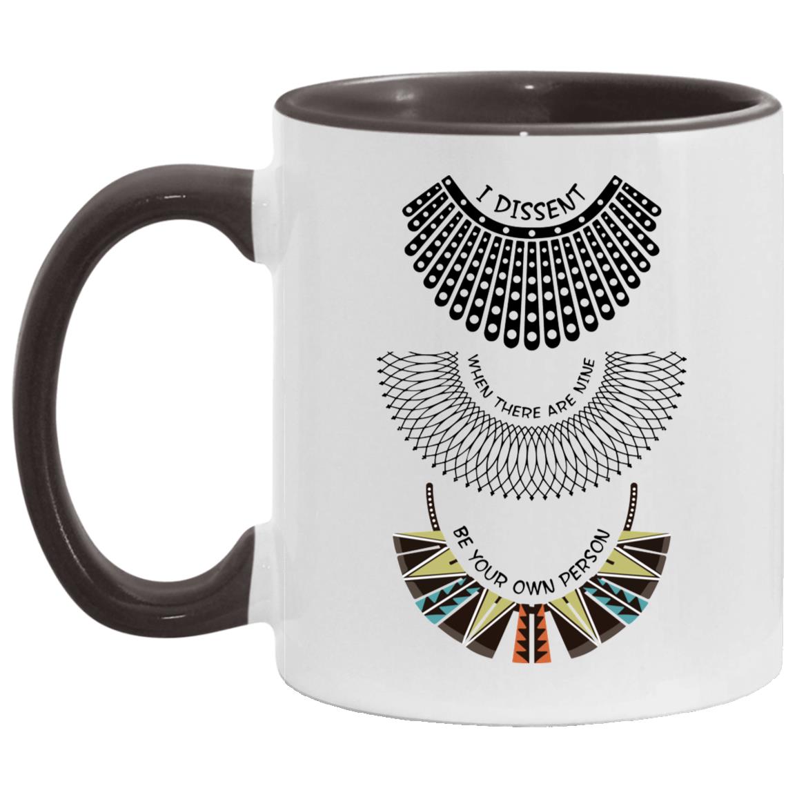 Ruth Bader Mug, White/Black, 11 oz. Accent Mug Ruth Bader Mug, White/Black, 11 oz. Accent Mug