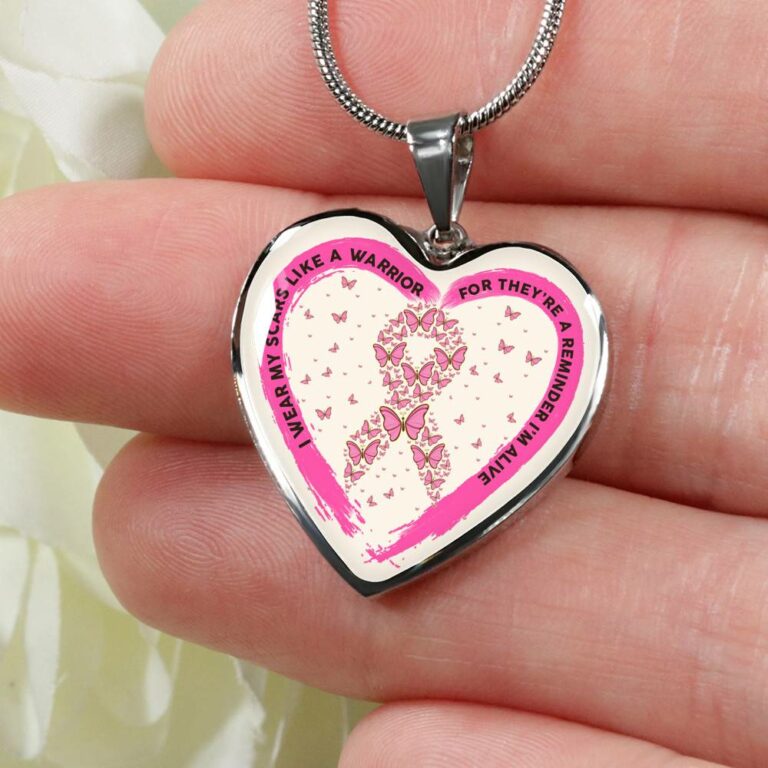 I Wear My Scars Like A Warrior For They're A Reminder I'm Alive Heart Necklace - Breast Cancer Warrior Necklace - Heart Luxury Necklace (Silver)