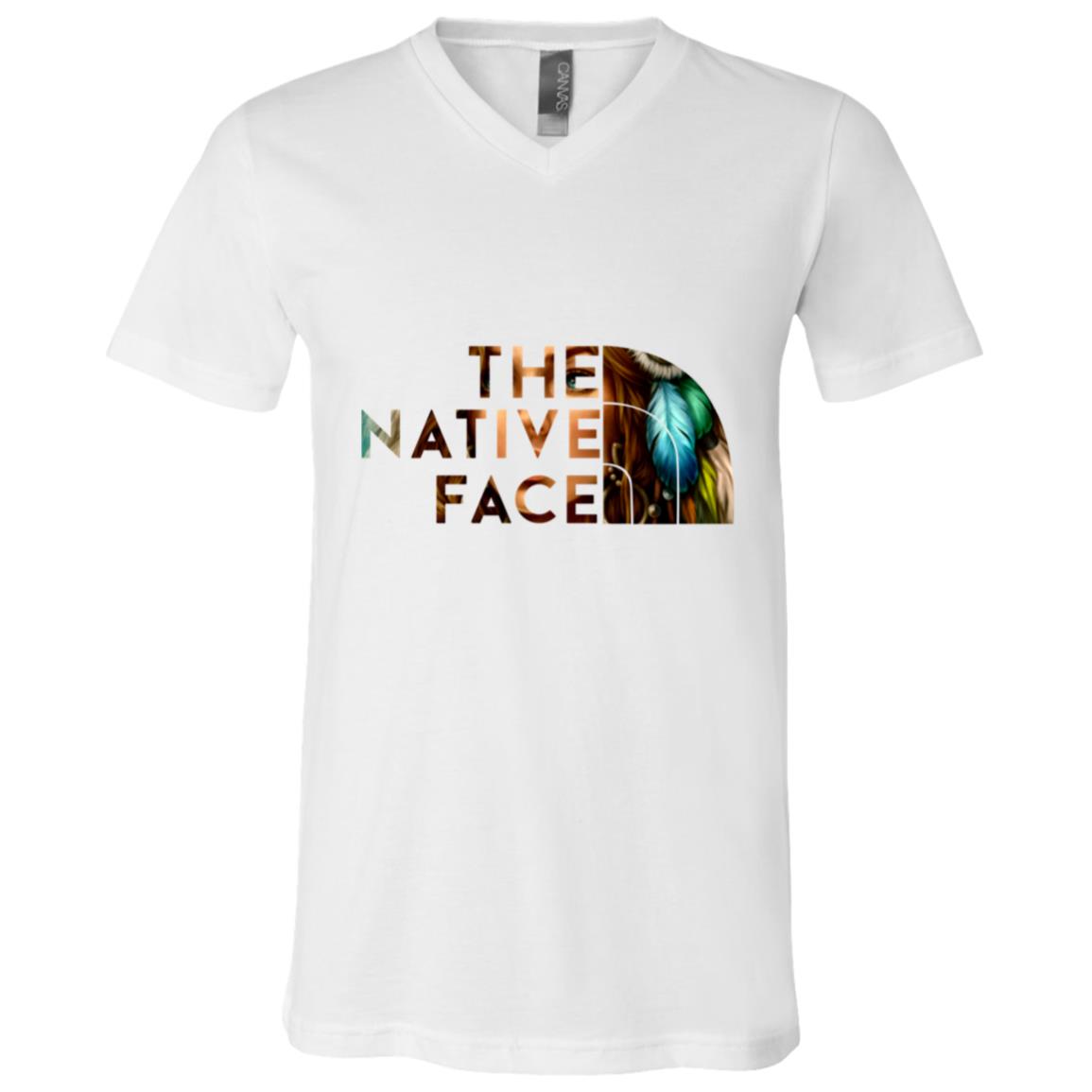 The Native Face Shirt - Native American Shirt - Cherokee Shirt - Tribal Shirt, White, V-Neck T-Shirt