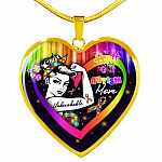 Proud Strong Autism Mom Unbreakable Heart Pendant Necklace – Autism Warrior Mom Pride Heart Necklace - Heart Luxury Necklace (Gold Plated)