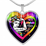 Proud Strong Autism Mom Unbreakable Heart Pendant Necklace – Autism Warrior Mom Pride Heart Necklace - Heart Luxury Necklace (Silver)