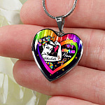 Proud Strong Autism Mom Unbreakable Heart Pendant Necklace – Autism Warrior Mom Pride Heart Necklace - Heart Luxury Necklace (Silver)