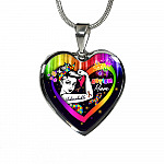Proud Strong Autism Mom Unbreakable Heart Pendant Necklace – Autism Warrior Mom Pride Heart Necklace - Heart Luxury Necklace (Silver)