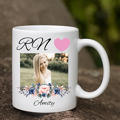 Alternative view of Personalized Custom Photo Registered Nurse Coffee Mug - RN Nurse Graduation Gift - Nurse's Day Gift
