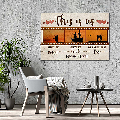 Alternative view of Personalized This Is Us Fishing Couple Film Strip Gallery Wrapped Framed Canvas Prints - Unframed Poster